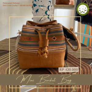 Mini Bucket Bag Kombinasi Tenun dan Kulit